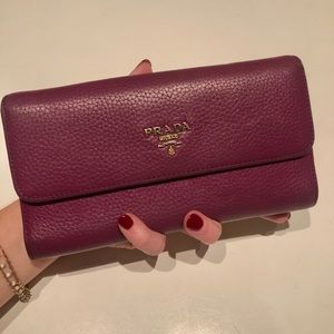 PRADA purple snap wallet